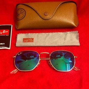 Ray-Ban Hexagonal Green Unisex Sunglasses